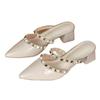 Rivet pointed shoes summer new shallow thick heel half slippers women's outer wear with skirt women's shoes