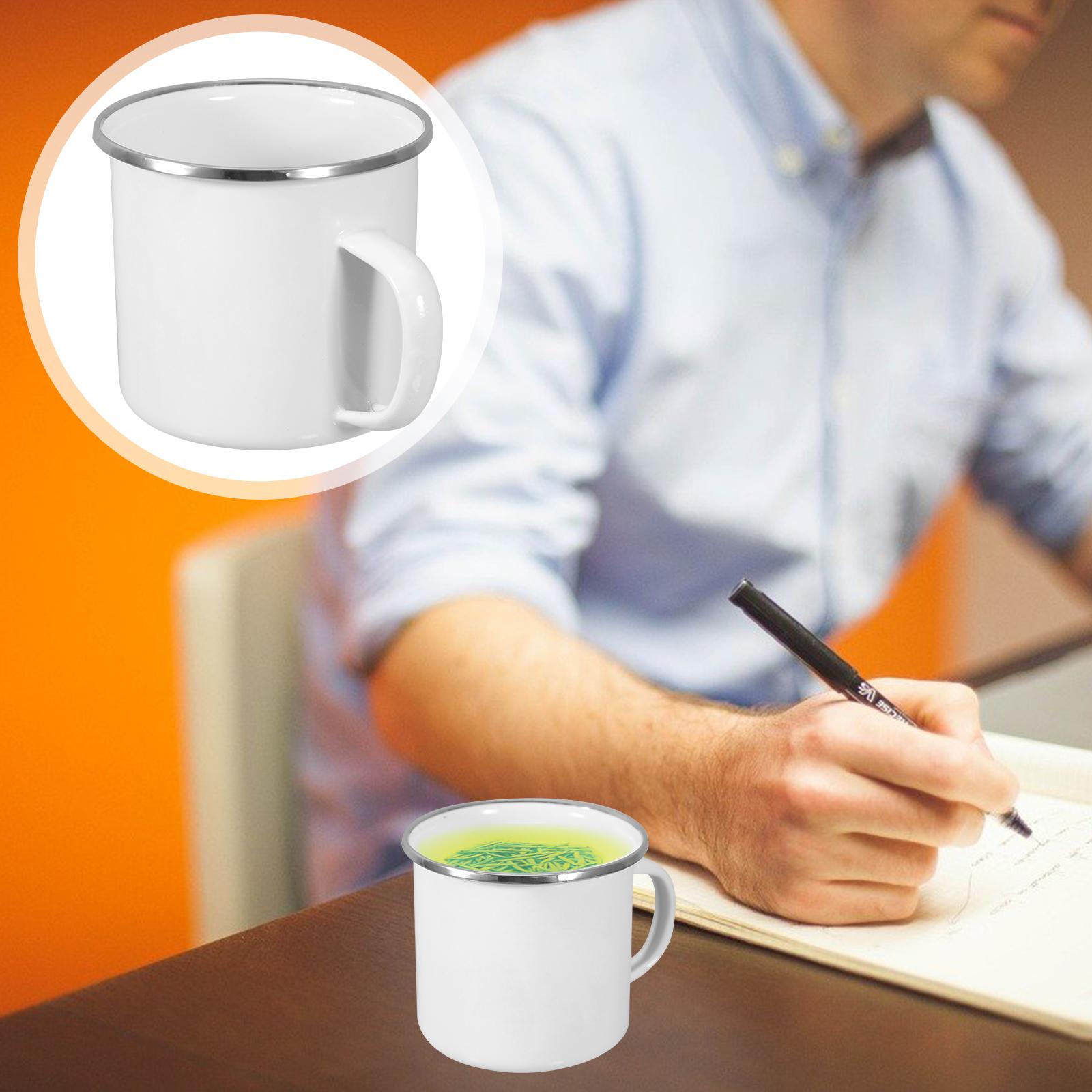 

4 шт. Эмалированная кружка для кемпинга, стеклянная, уличная, портативная, для сублимации, белая, удобная, для воды, полезная для здоровья, для путешествий, для сублимации белый