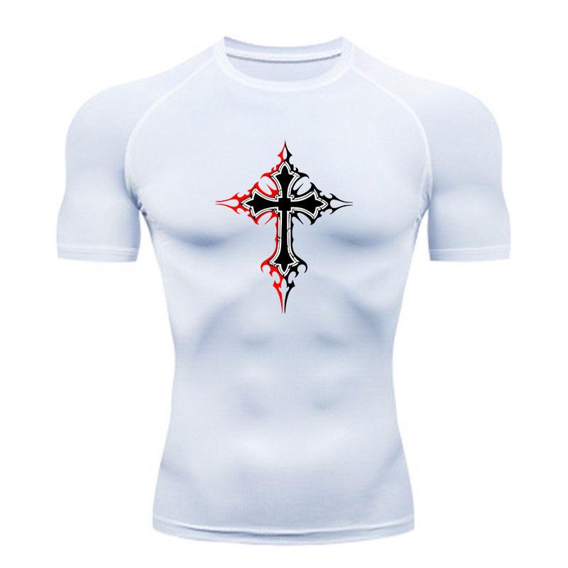 Men's Compression Fitness T-Shirt, Stylish Gothic Tribal Cro