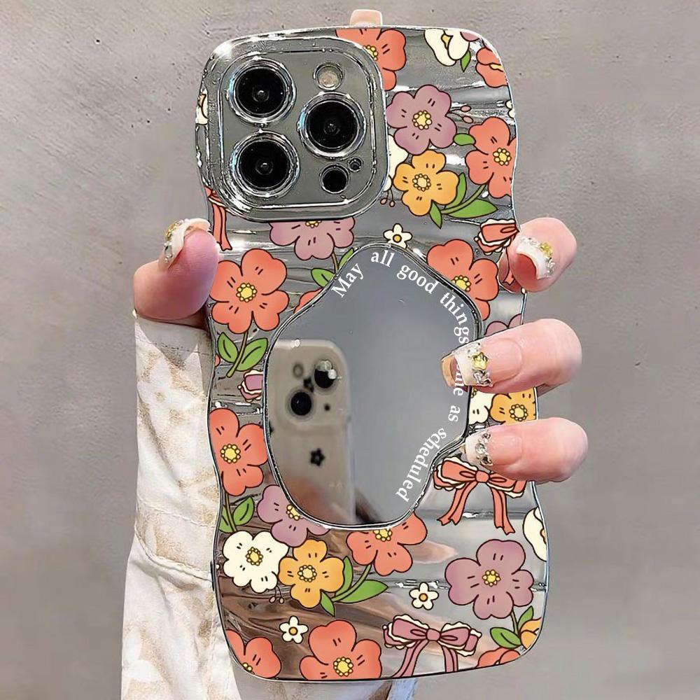 

Зеркальный чехол для телефона для iPhone 16 11 13 14 для 16 Pro 12 13 15 16 Pro Max для Samsung A15 A16 A35 A55 Милый чехол для телефона с облаком, цветком и щенком с гальваническим покрытием iPhone 11 Pro Max серебряный