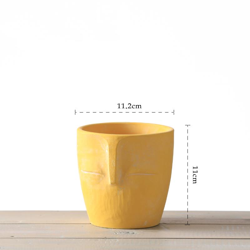 Creative Face Head Vase Succulent Green Plant Potted Gardening Decoration Abstract Figure Ceramic Flower Pot Crafts Vase Home