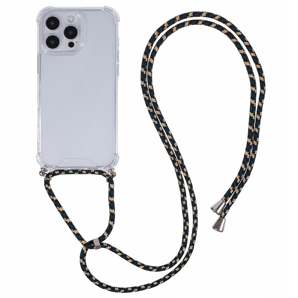 For iPhone 16 Pro Max Crossbody Case Acrylic+TPU Transparent Phone Cover Reinforced Corners