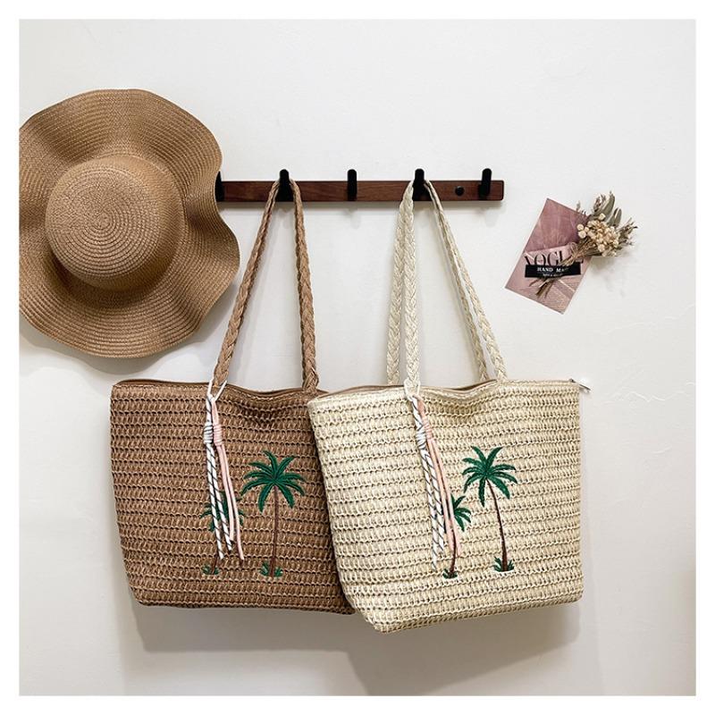 Woven lace large-capacity shoulder bag, new vacation style lazy seaside leisure bag, straw bag