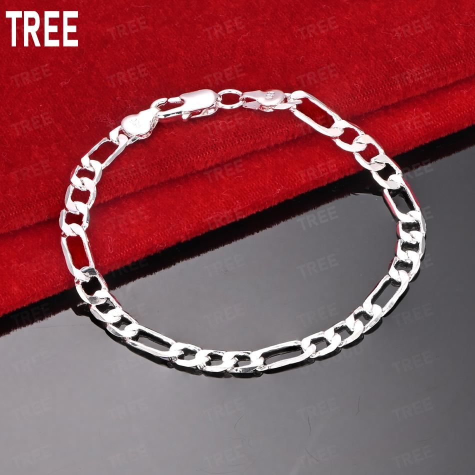 925 Sterling Silver 6mm Simple Mixed-Style Clasp Bracelet - Fashionable Gift Jewelry 20cm