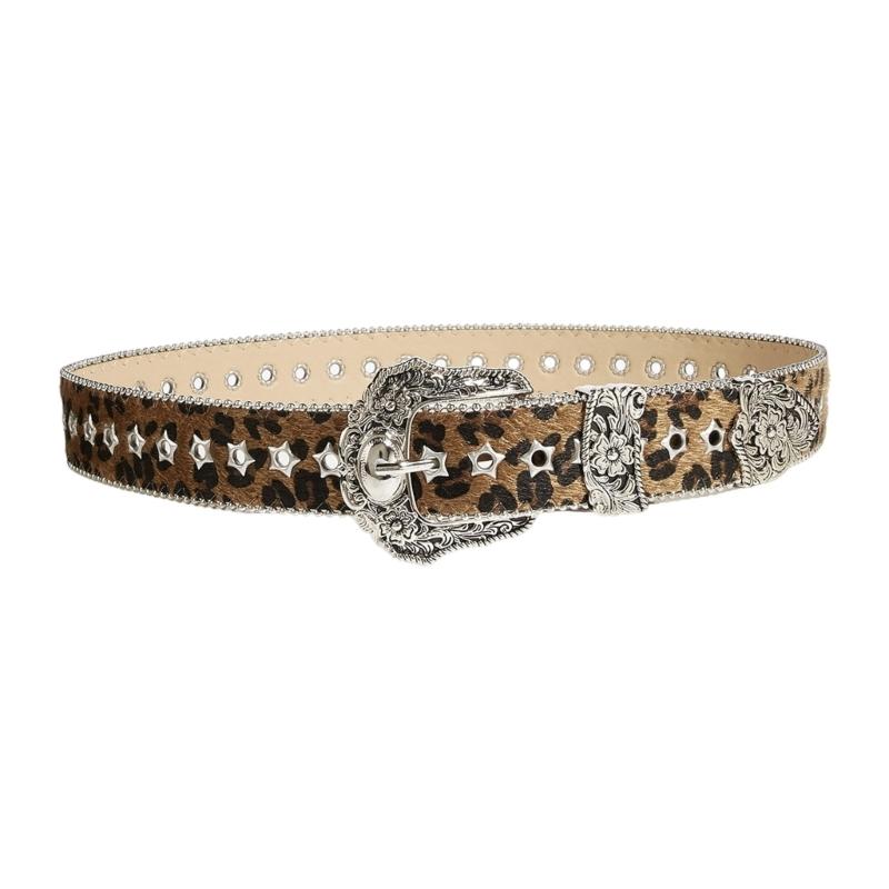 Stylish Leopard Print PU Leather Belts Adjustable Waistband For Casual Outfits Durability Light weight Accessory