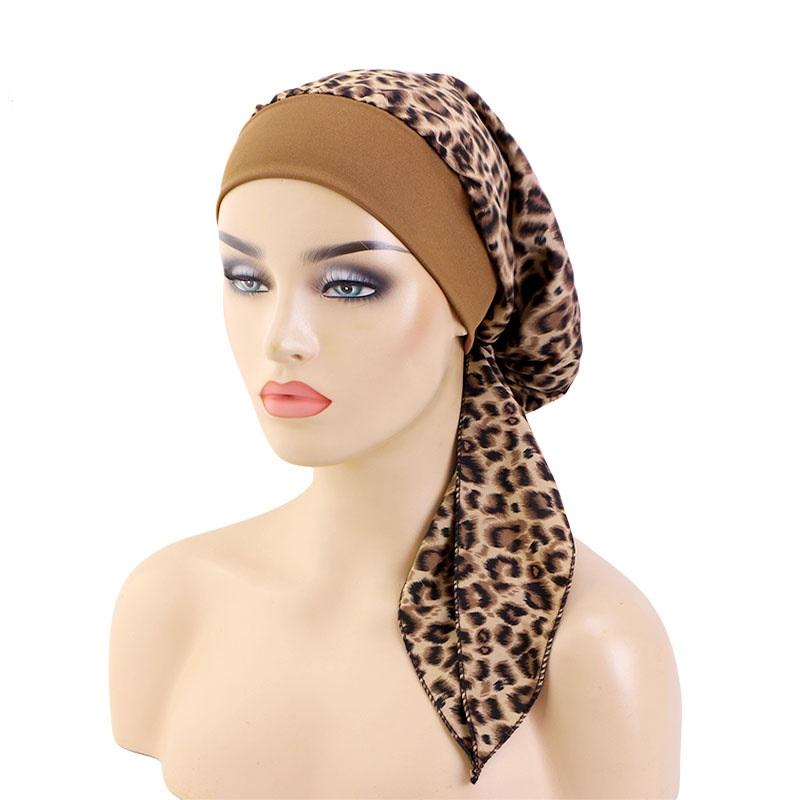 New Womens Pre-Tied Turban Cap Muslim Hijab Cancer Chemo Flower Print Hat Cover Hair Loss Head Scarf Wrap Strech Bandana
