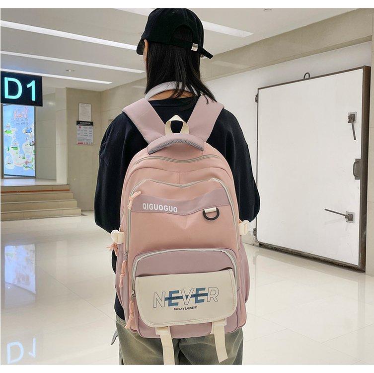 Schoolbag trendy brand high value, light and simple color matching, versatile large-capacity schoolbag, junior high school and high school students