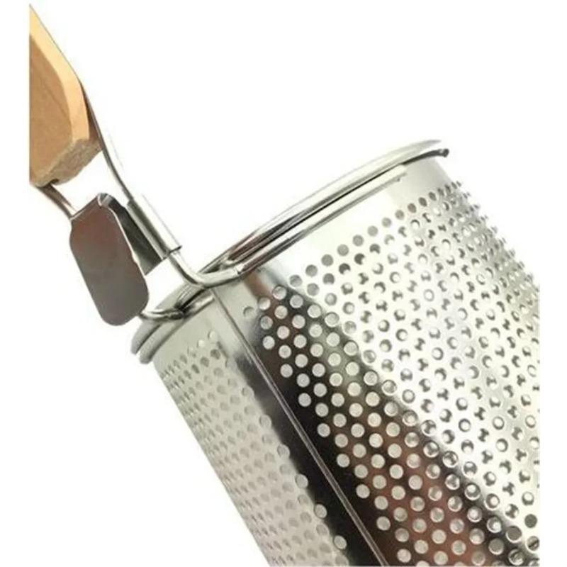 Stainless Steel Wooden Handle Frying Basket Strainer Dumplings Noodles Cooking Colanders Chef Basket Kitchen Sink Strainer Tools