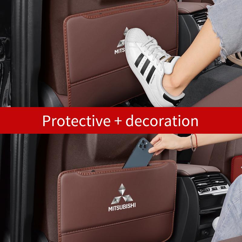 Car Seat Back Protection Anti-Kick Pad Rear Seat Storage Bag For Mitsubishi Outlander Pajero Lancer EX Evolution X Ralliart Asx