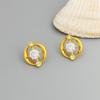 Light Luxury Design Fashion Earrings Women'S Geometry Round Sunflower Zircon Stud Earrings