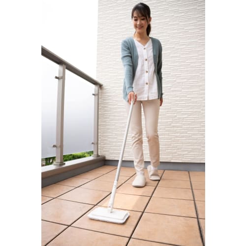 Yamazaki Sangyo Brush for Balconies, Entrances, Tiles, and Decks, Sponge with Handle, Single Handle, Detachable Head, Brush Width 20cm x Total Length