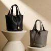 Bucket Bag Leather Messenger Bag Simple Texture Handbag Fashion Bag First Layer Cowhide Commuter Bag