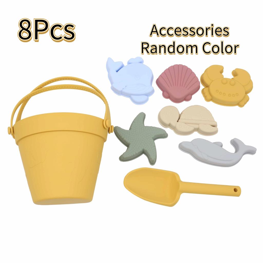 8Pcs Summer Beach Toys Kids Soft Silicone Sandbox Set Beach Game Silicone Sand Toys for Toddlers Kids Swim GameToddlers