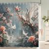 1Pc Watercolor Floral And-Bird Printed Shower Curtain With Hooks - Design Chic Leaves Flowers Bathroom Curtain Home Decoration