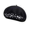 Autumn and Winter Literary and Artistic Solid Color Diamond-encrusted Fashion Wool Beret Women's Outdoor Shopping Versatile Face Small Painter Hat D