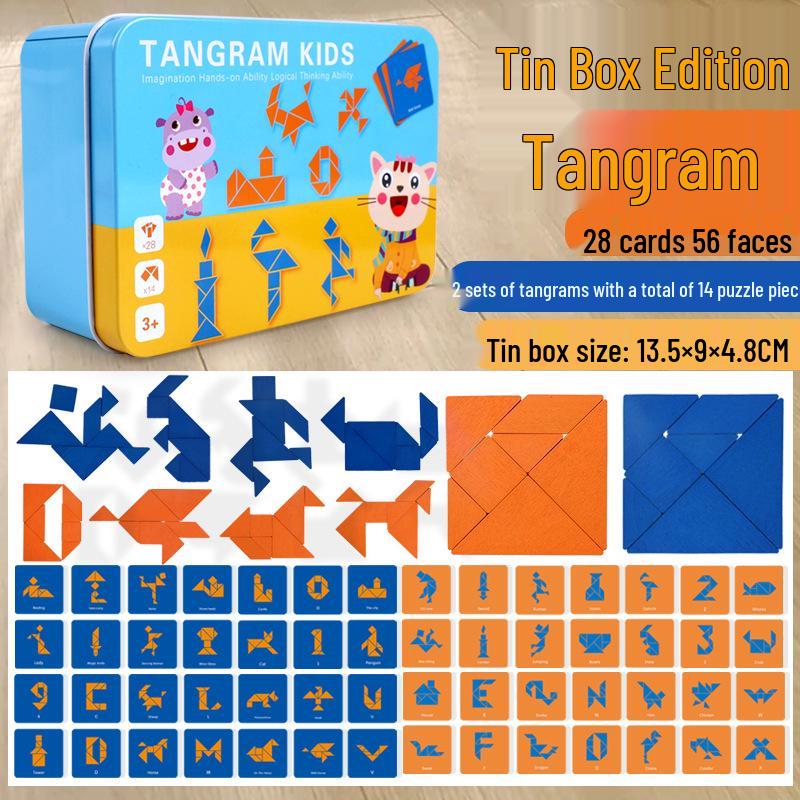 Early Education Wooden Tangram Puzzle: Hands-on, Brain-teasing Toy for Children s Imagination and Learning.