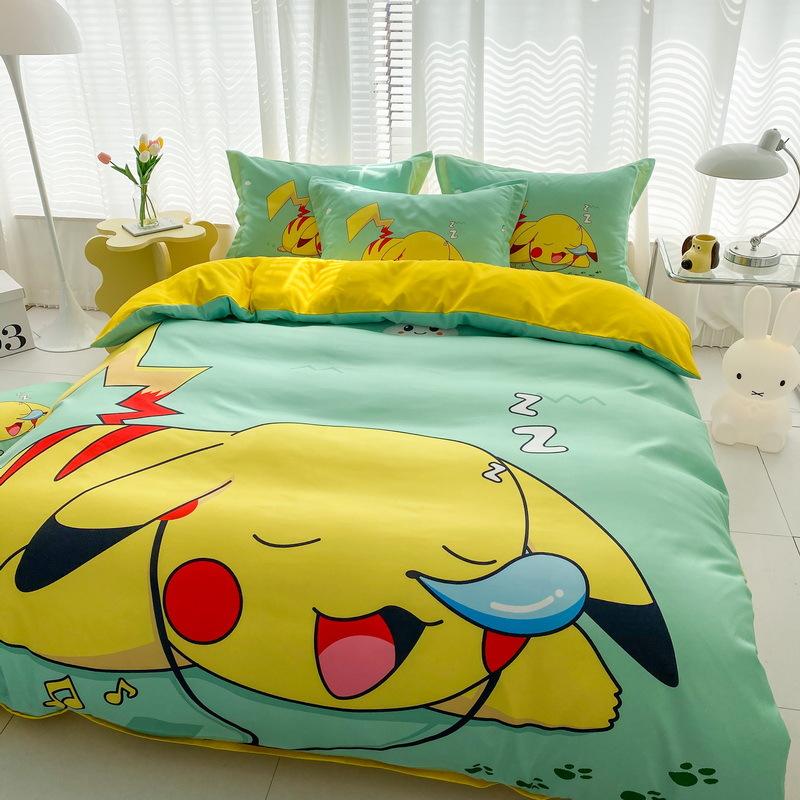 2025 New Cute Pikachu Bedding SetAnime P-Pokemon Quilt Duvet Pillowcase Children Duvet Cover Girls Boys Holiday Gifts