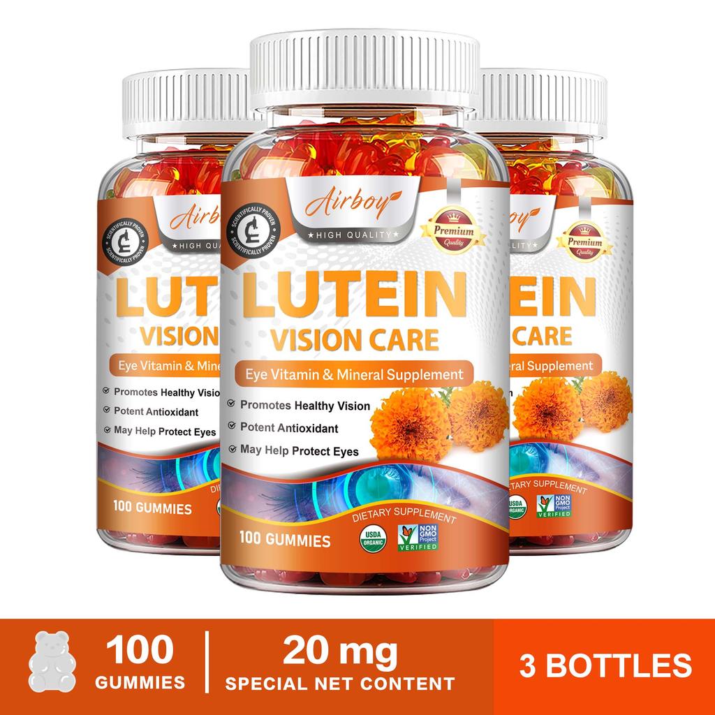 Lutein-Gummibärchen für die Augengesundheit, Enthält Zeaxanthin, Lutein-Multivitamin, Schützt die Augen, Starkes Antioxidans, Geeignet für Erwachsene