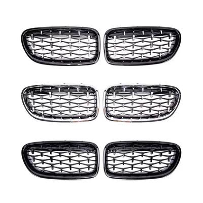 Silver Diamonds Style Upper Racing Grilles For BMW 5-Series F10 F18 2010-2017 Front Bumper Dual Slats Grills