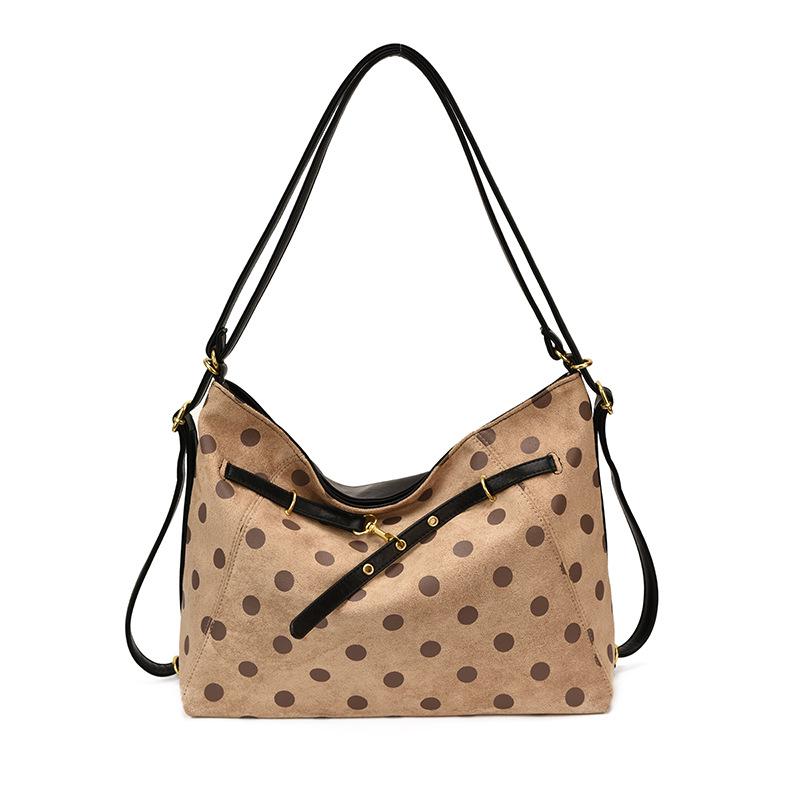 Korean Style Large Capacity Polka Dot Canvas Shoulder Bag for Women