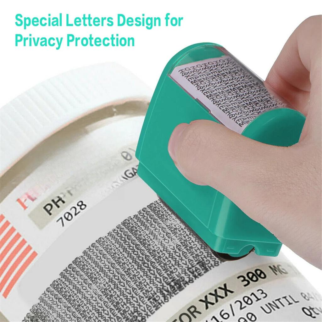 Identity Theft Protection Roller Stamps Refillable Guard Your ID Privacy Confidential Data Wide Security Stamp Roller with 3 Ink Refills Green