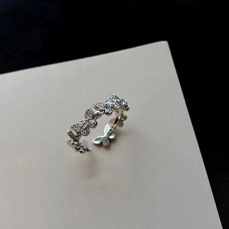 Fashion for Butterfly Rings Shiny Adjustable Finger Ring Girls Minimalist Dainty Jewelry Gift for Women Teen Girl Valent