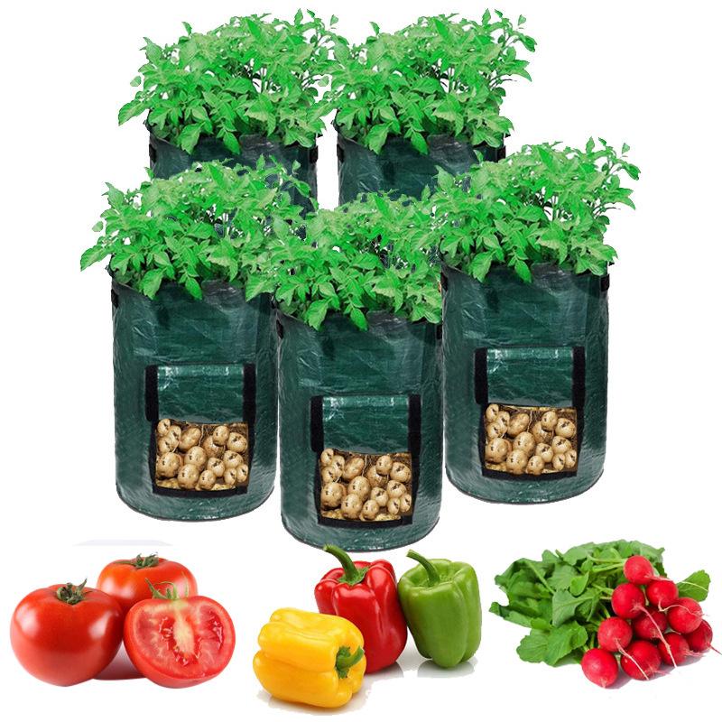 1PC Garden Potato Grow Bag PE Fabrics Gardening Thicken Pot Vegetables Planter Tub with Handles and Access Flap
