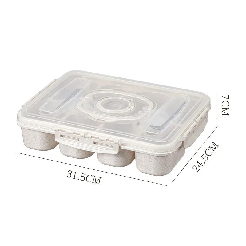 

10 compartments of wheat straw lunch box, portable square food container, suitable for picnicking білий