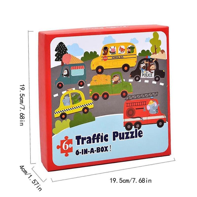 6-in-1 Children's Puzzle Transportation Puzzle Toy Playsets