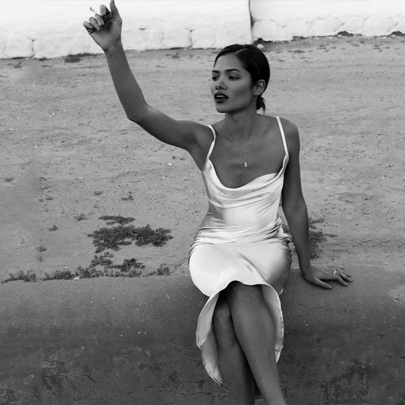 Women's Elegant Satin Slip Dress - Sexy Backless Strappy Nightclub Evening Gown