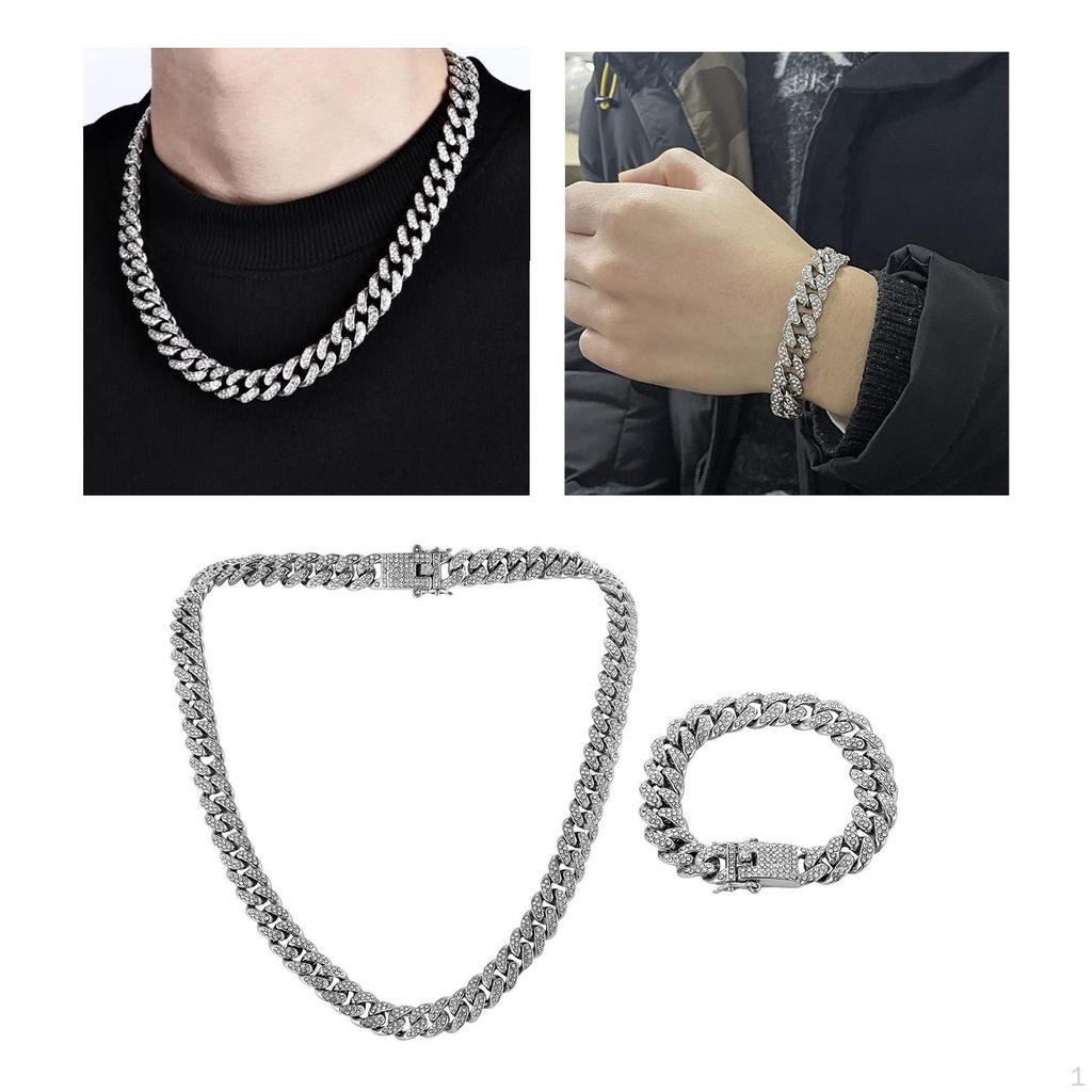 Cuban Chain for Men, Necklace Bracelet Jewelry, Clasp Gift Charm
