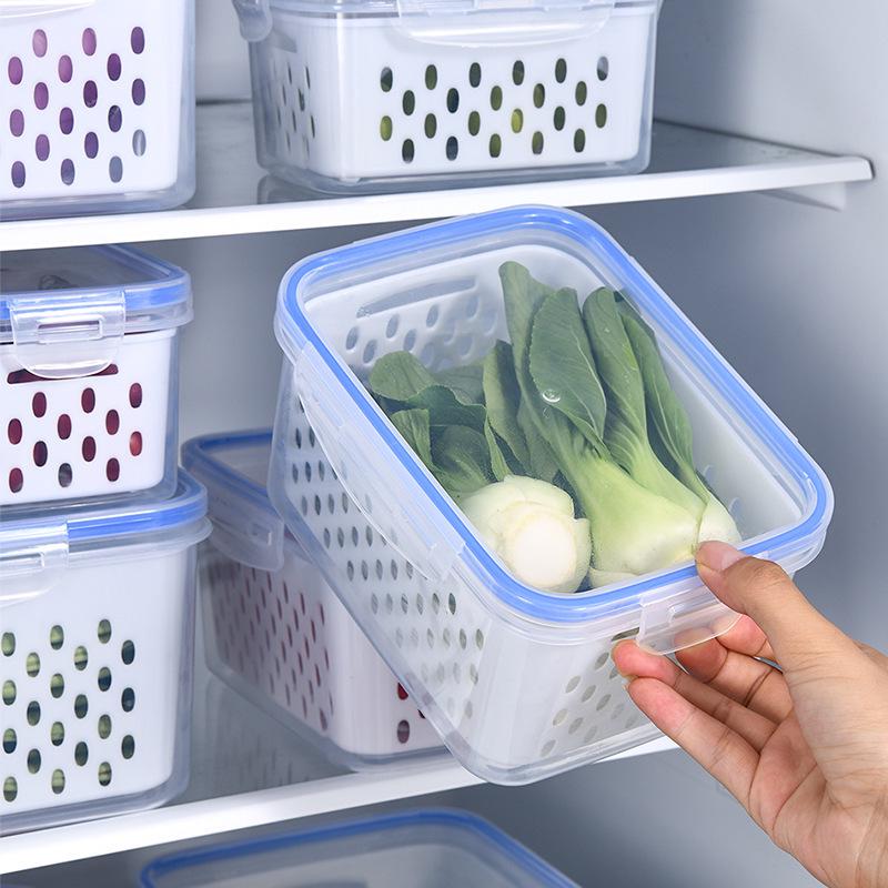 Double-layer Sealed Fresh-Keeping Storage Container with Lid for Refrigerators