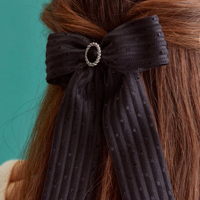 MERRYMOTIVE Black jacquard ribbon hairpin