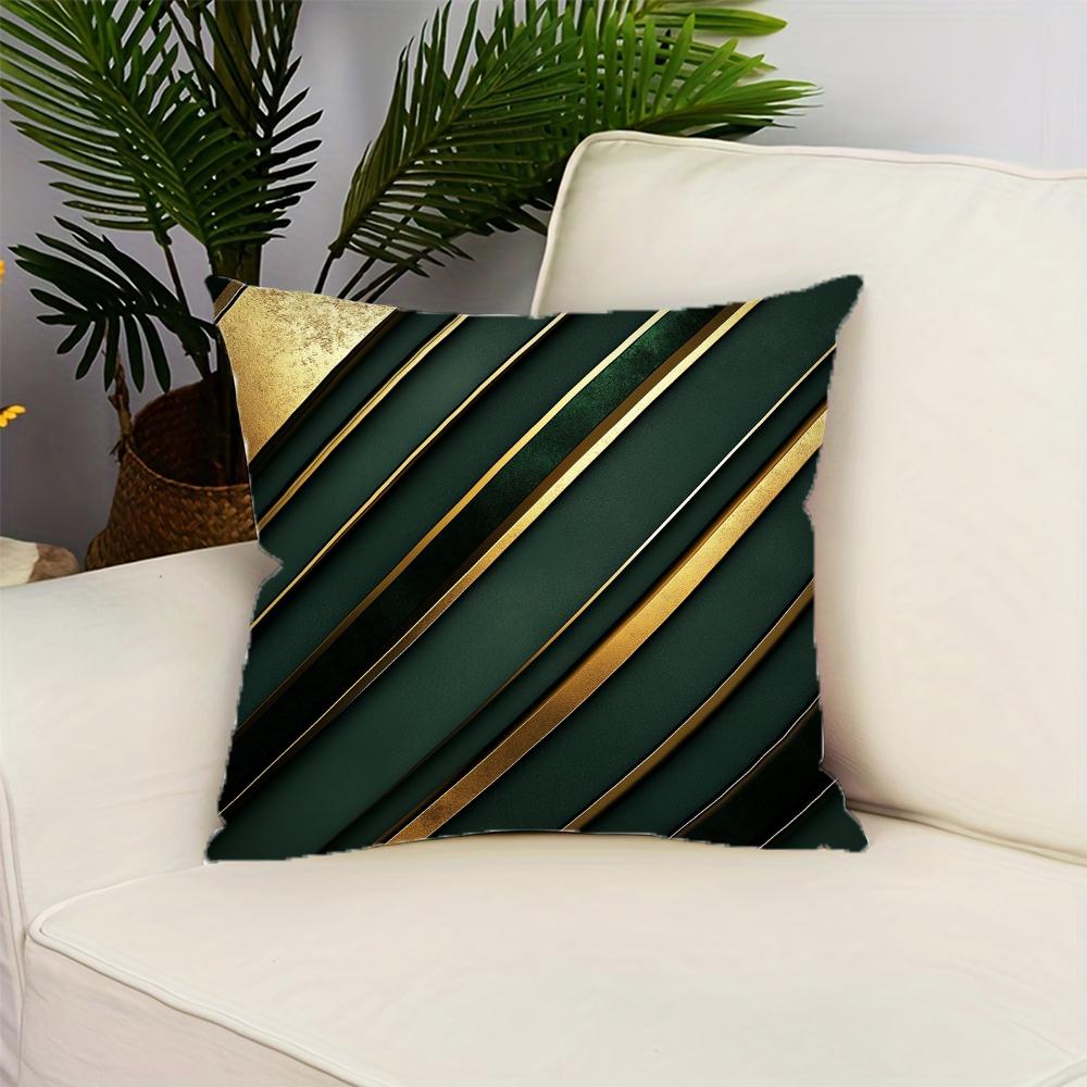 Vintage Grün und Gold Geometrischer Druck Muster Überwurf Kissenbezug Polyester Kissenbezug Heimdeko Kissenbezug mit Reißverschluss