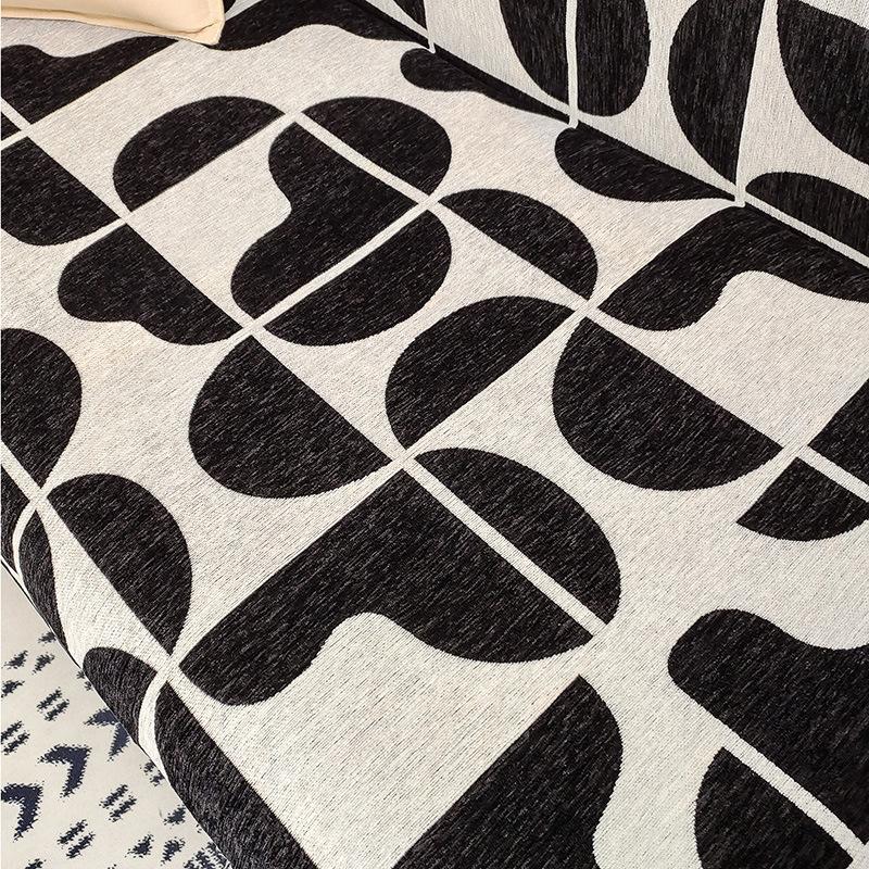 1.8 M Wide Chenille Zebra Pattern Fabric Chenille Cloth Sofa Cover Towel Black and White Geometric Flower