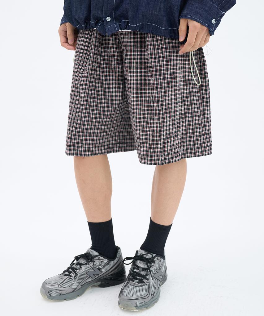 GOSTREET Bermuda Check Banding Pants Red
