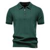 Herren Unifarbenes Sport-Reißverschluss-Polohemd Athletische Soziale Poloshirts Herren Büro Slim Fit