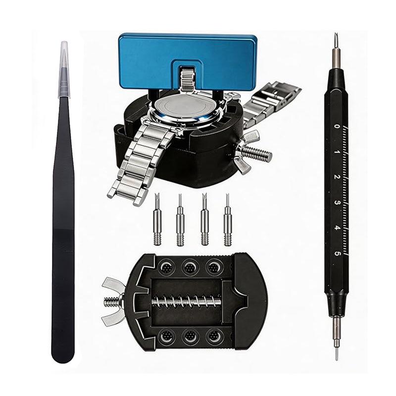 8-Piece Watch Repair Tool Set: Case Opener, Tweezers, Watch Holder