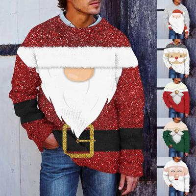 Men's Christmas Print Faux Sweater, Crewneck Sweatshirt, Loose Long-sleeved Top