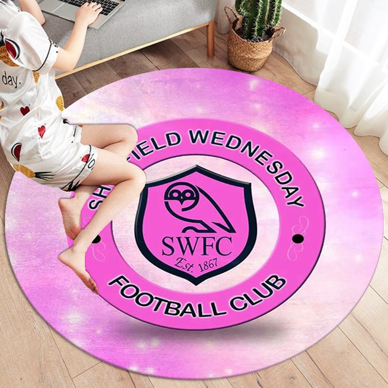 Sheffield Wednesday Football Club Round Area Rug,Carpet Rug for Living Room Bedroom Sofa Playroom Decor,Non-slip Floor Mat