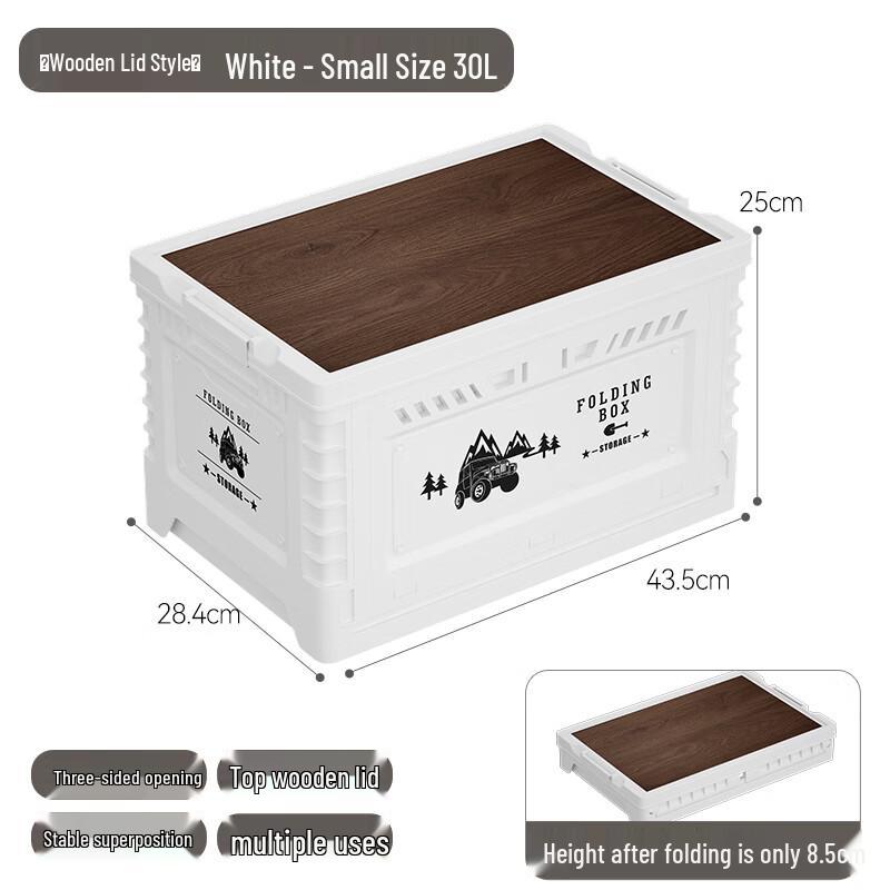 Yueka Foldable Car Trunk Storage Box with Wood Lid