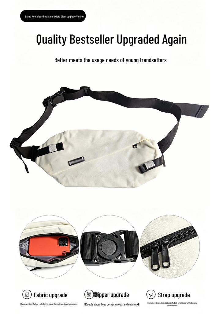 Japanese Neutral Crossbody Men's Trendy Functional Shoulder Bag - Versatile Sports Casual Chest and Waist Bag for Couples