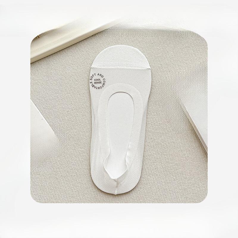 Female Spring and Summer Thin Solid Color Leisure Ice Screen Eye Breathable Sweat Suction Shallow Mouth Invisible Socks