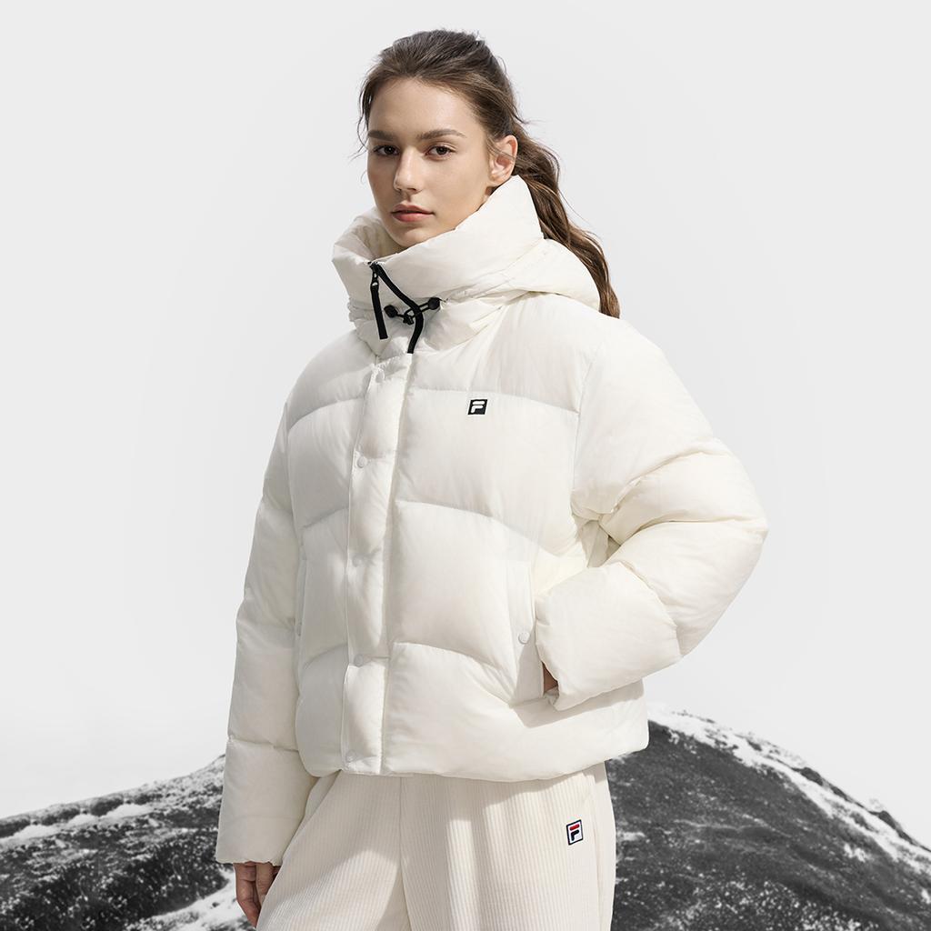 Fila Fitness Simple Solid Color Fashion Retro Classic Versatile Loose Casual Comfortable Warm Hooded Down Jacket Women Outerwear A51W541903FWT