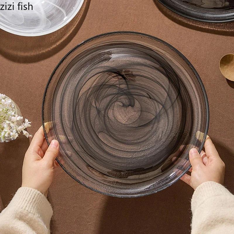 Irregular Glass Tableware Dessert Plate Serving Plate Pasta Dish Snack Dish Sushi Plates Restaurant Molecular Cuisine Tableware