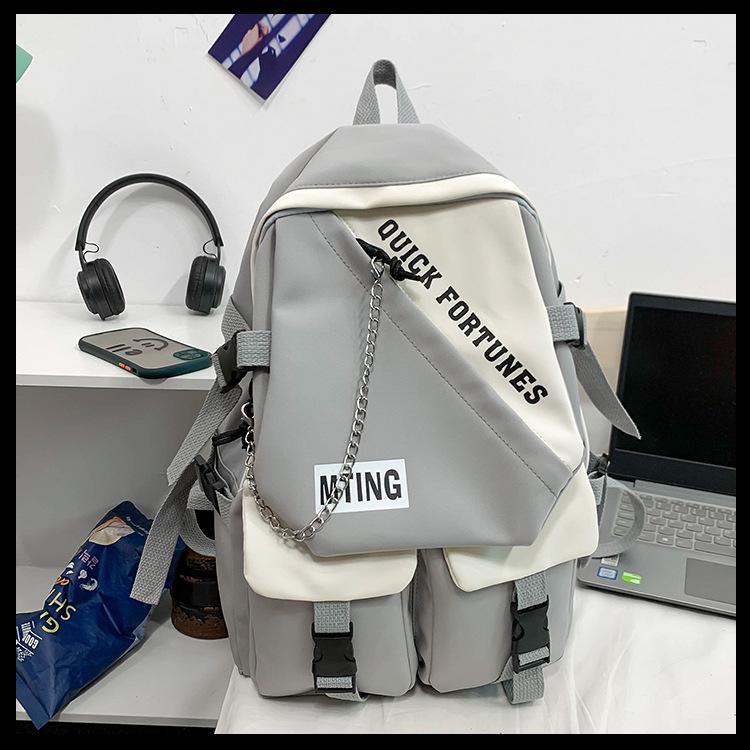 Schoolbag backpack female college student Japanese simple backpack contrasting colors trendy brand niche middle school student high school bag couple