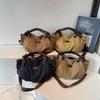 Womens Retro Tote Japanese Canvas Largecapacity Handbag For Lazy Commute Workwear Crossbody Shoulder Bag