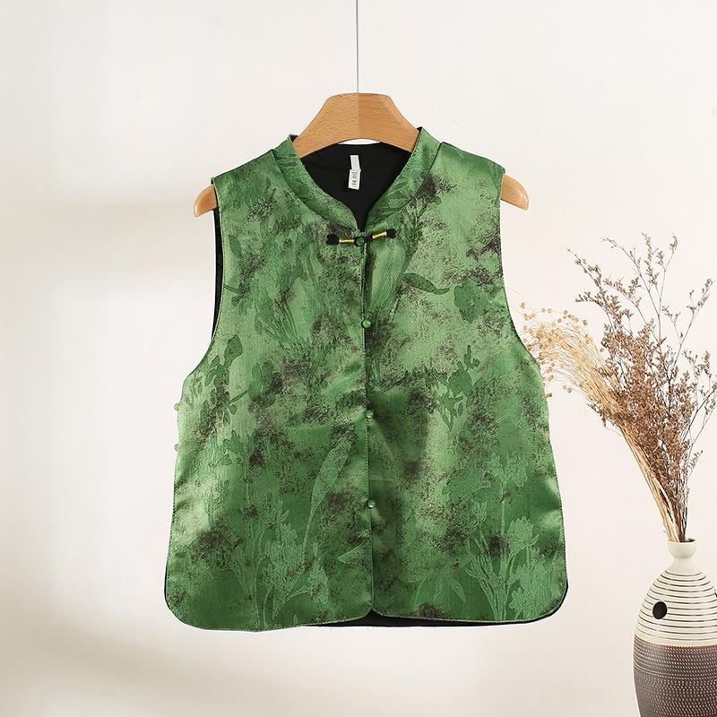 2025 Early Spring Vest Women's Early Spring Vest Retro Buckle Vest High-end Single-sided Wear Jacquard New Top