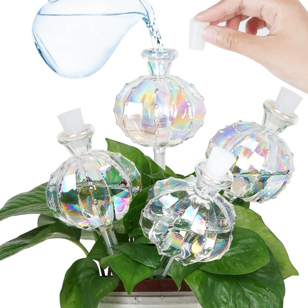 4pcs Self Watering Planter Insert Plant Watering Devices Plant Watering Bulbs Plant Watering Globes Rainbow Colors Cactus Shape Self Watering Globes 4pcs