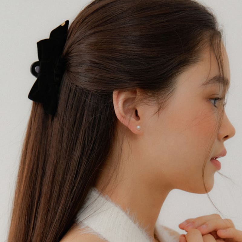 OVLA Mini_classique Velvet Gold Edge Ribbon Hair Clip HC029